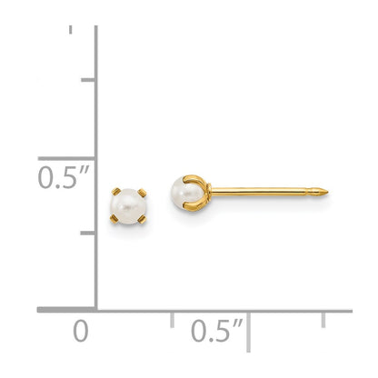 Inverness 14k Gold 3mm Simulated Pearl Post Earrings