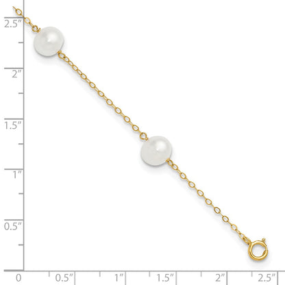 10k 7-8mm White Near Round FW Cultured Pearl 5-station 9in Anklet