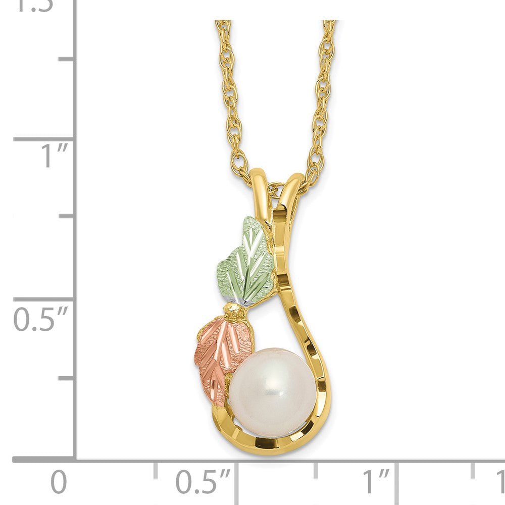 PGN 10K Tri-color w/12K Accents FWC Pearl Black Hills Gold Necklace