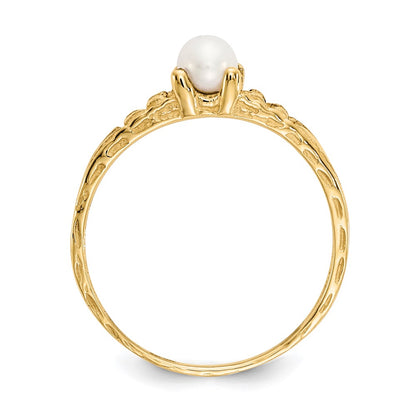 10k Gold Madi K 3mm FW Cultured Pearl Birthstone Baby Ring