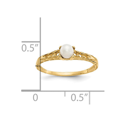 10k Gold Madi K 3mm FW Cultured Pearl Birthstone Baby Ring