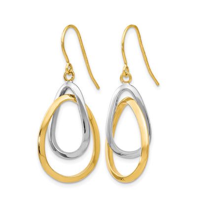 GE 10K Two-tone Polished Shepherd Hook Dangle Earrings