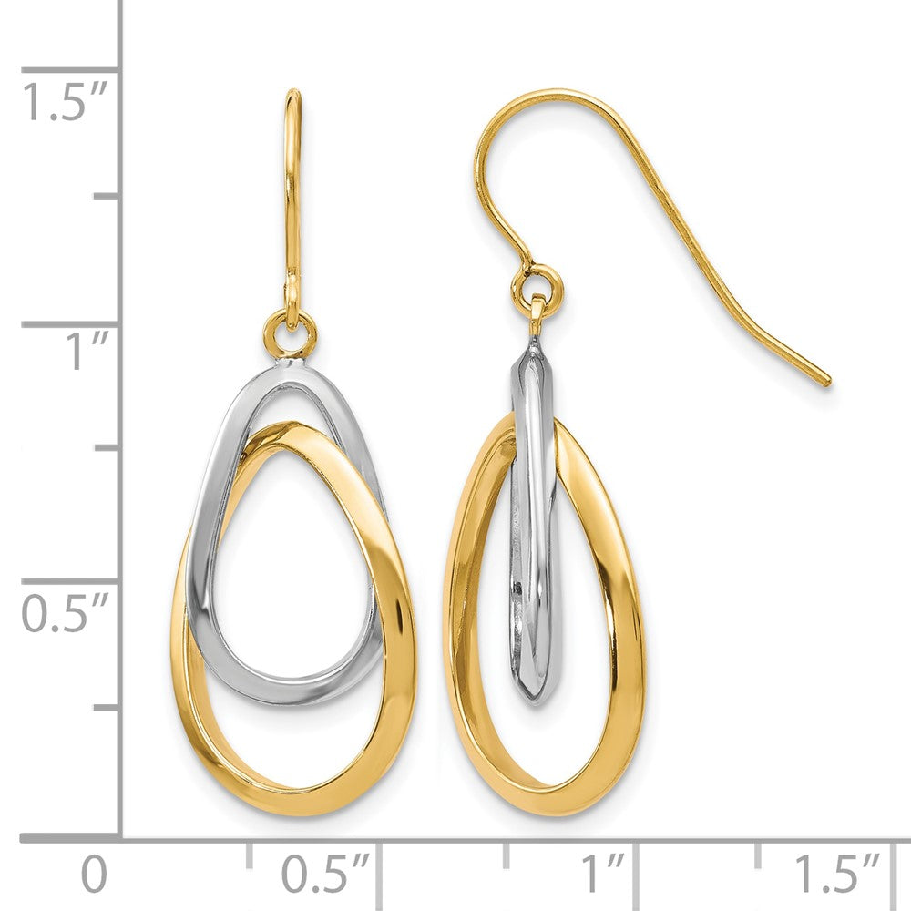 GE 10K Two-tone Polished Shepherd Hook Dangle Earrings