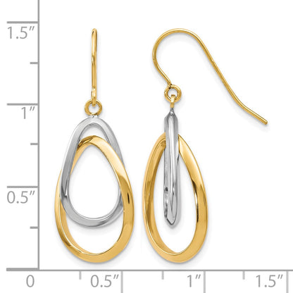 GE 10K Two-tone Polished Shepherd Hook Dangle Earrings