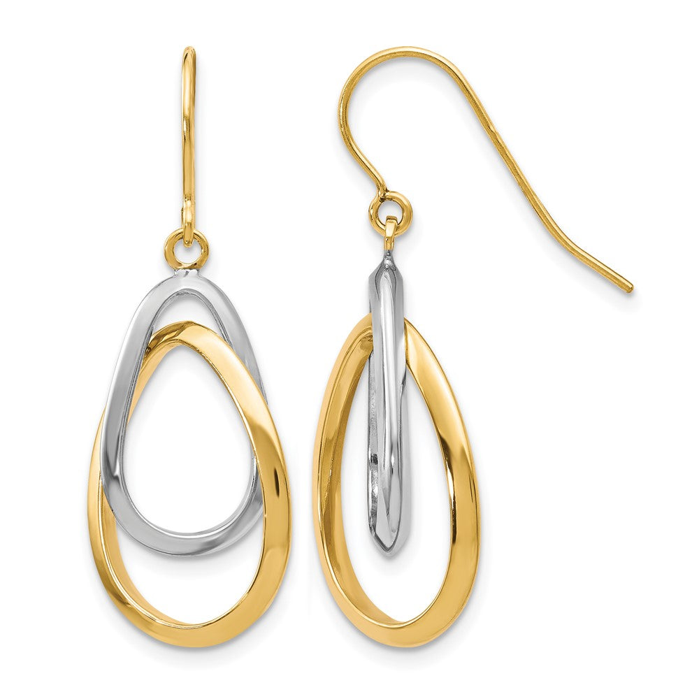 GE 10K Two-tone Polished Shepherd Hook Dangle Earrings