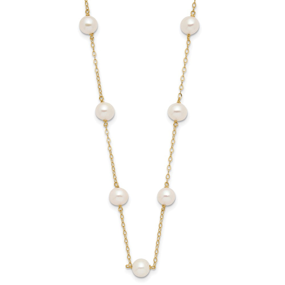 PGN 10k 5.5-6.5mm White Near-Round Freshwater Cultured Pearl 12-Station 16 inch Necklace