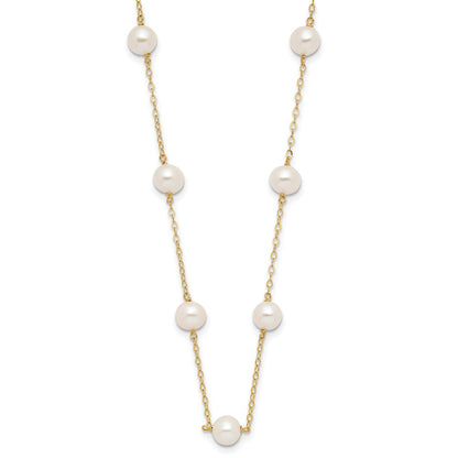PGN 10k 5.5-6.5mm White Near-Round Freshwater Cultured Pearl 12-Station 16 inch Necklace