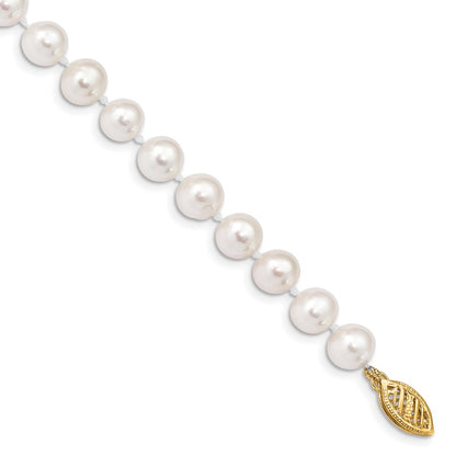 10k 6-7mm White Near Round Freshwater Cultured Pearl Bracelet