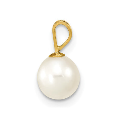 10K 6-7mm White Round Freshwater Cultured Pearl Pendant