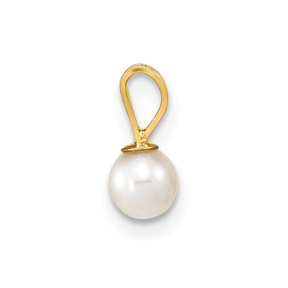PGP 10k Gold 4-5mm White Round Freshwater Cultured Pearl Pendant