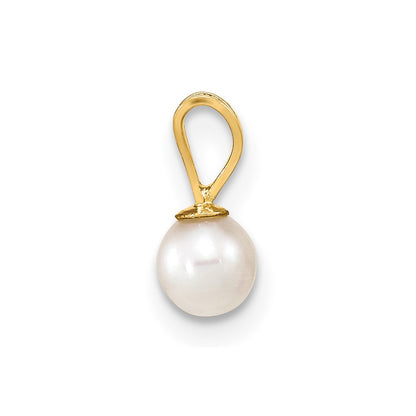 10k Gold 4-5mm White Round Freshwater Cultured Pearl Pendant