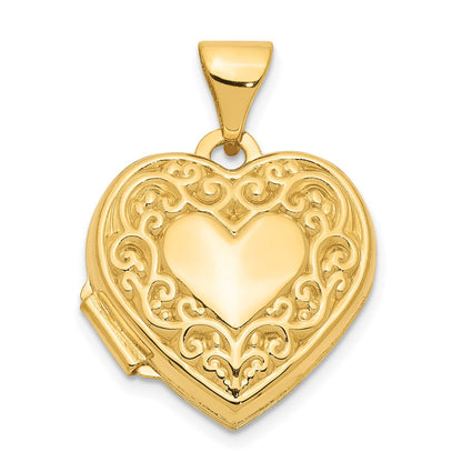 10k Scroll Heart Locket