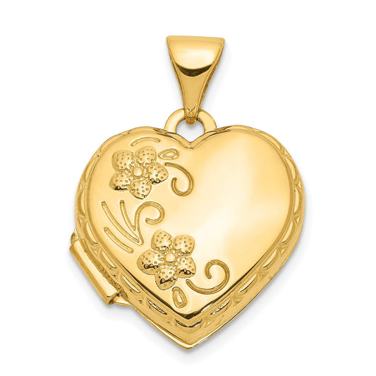 10k Domed Floral Heart Locket