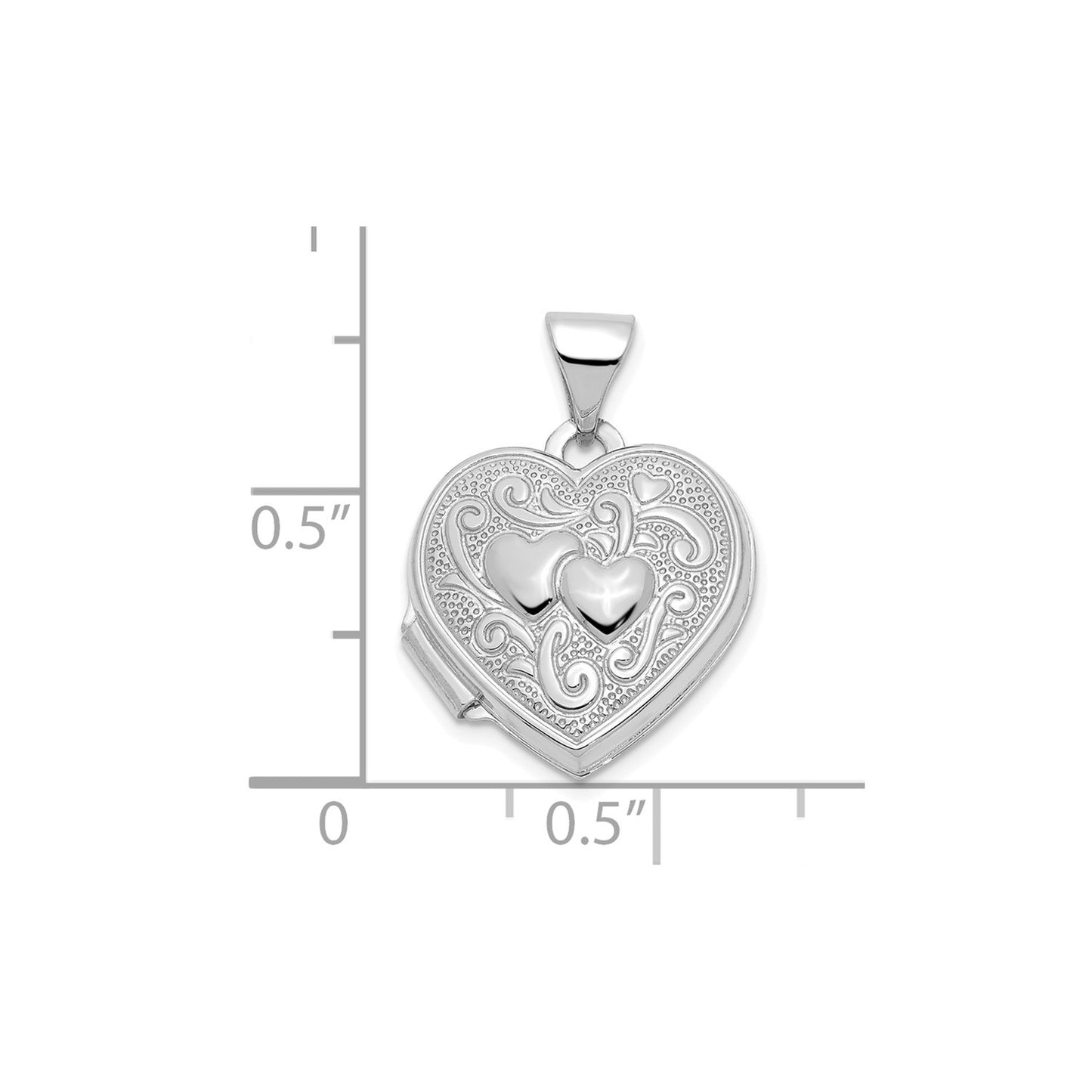 10k White Gold Double Heart Locket