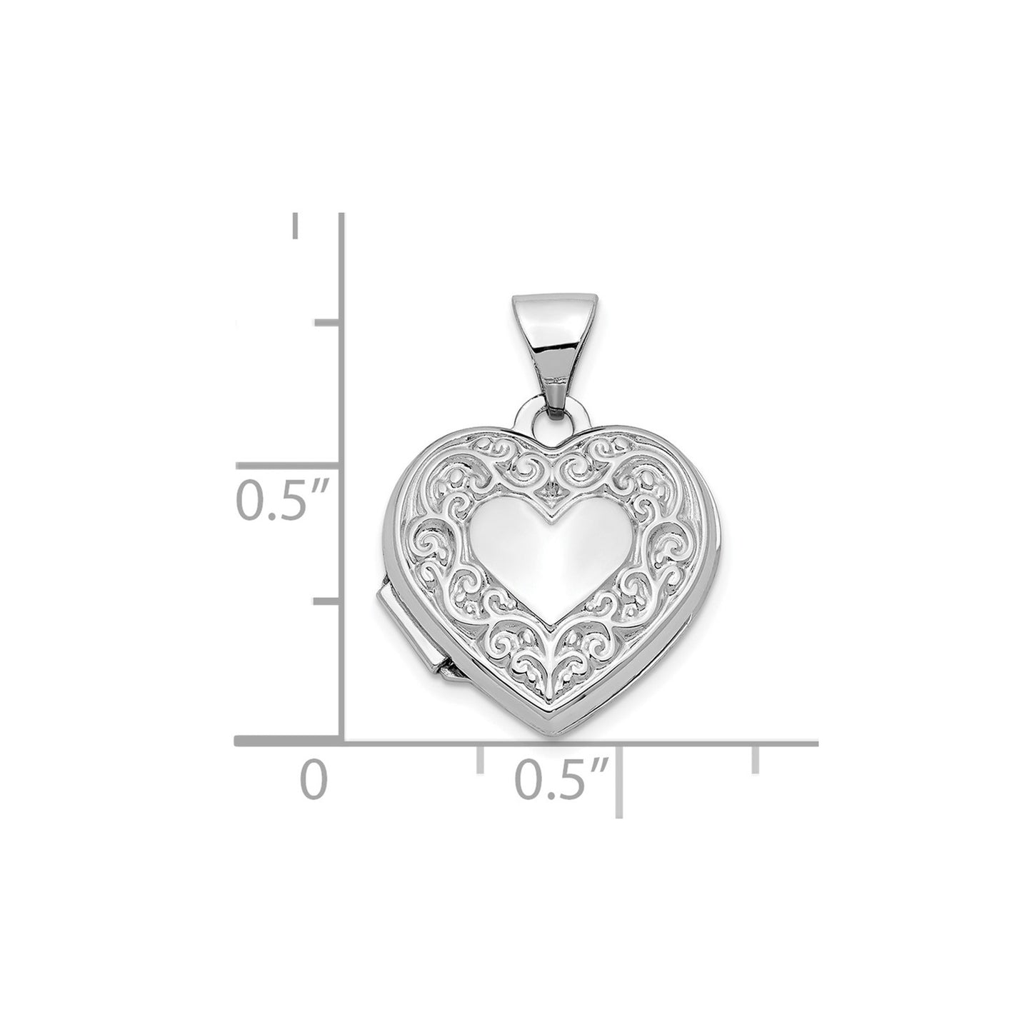 10k White Gold Heart Locket