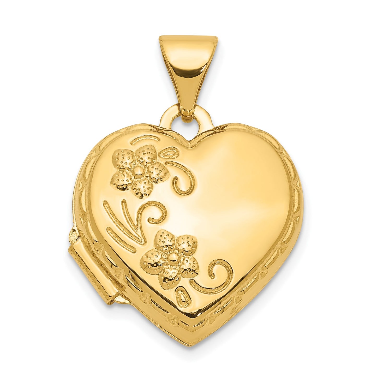 10k Reversible Floral Heart Locket