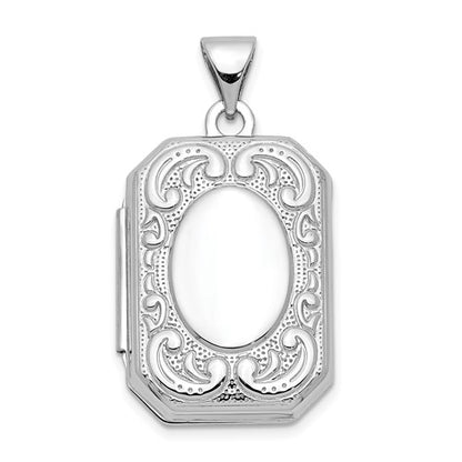 GP 10k White Gold 20mm Book Scroll Border Locket