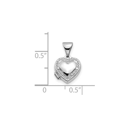 10k White Gold Polished Heart-Shaped Scrolled Locket