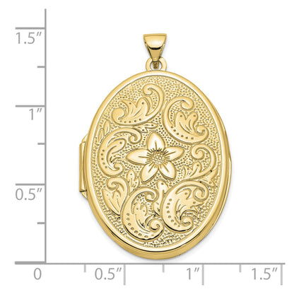 10k 32mm Oval Flower With Scrolls Locket