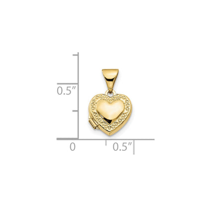 10k Scroll Border Heart Locket