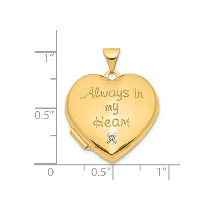 10k Two-tone Dia Always in my Heart w/ Heart Charm Inside 21mm Heart Locket