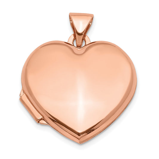 10k Rose Gold 18mm Domed Heart Locket