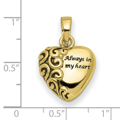 Sentimental Expressions 10K Heart Remembrance Ash Holder Pendant