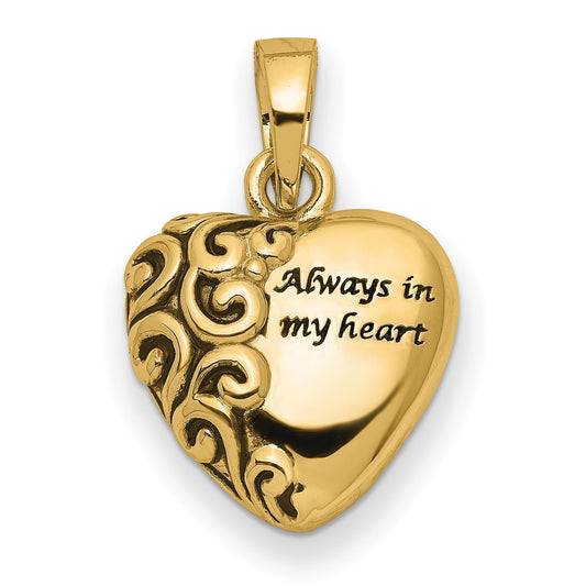 14K Remembrance Ash Holder Pendant | 14K Yellow Gold | Sentimental Expressions