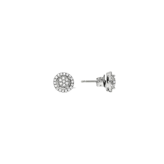 Sterling Silver Ladies Diamond Earrings