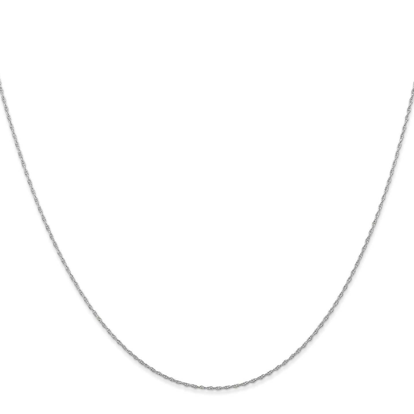 14K White Gold 16 inch Carded .5mm Cable Rope with Spring Ring Clasp Chain