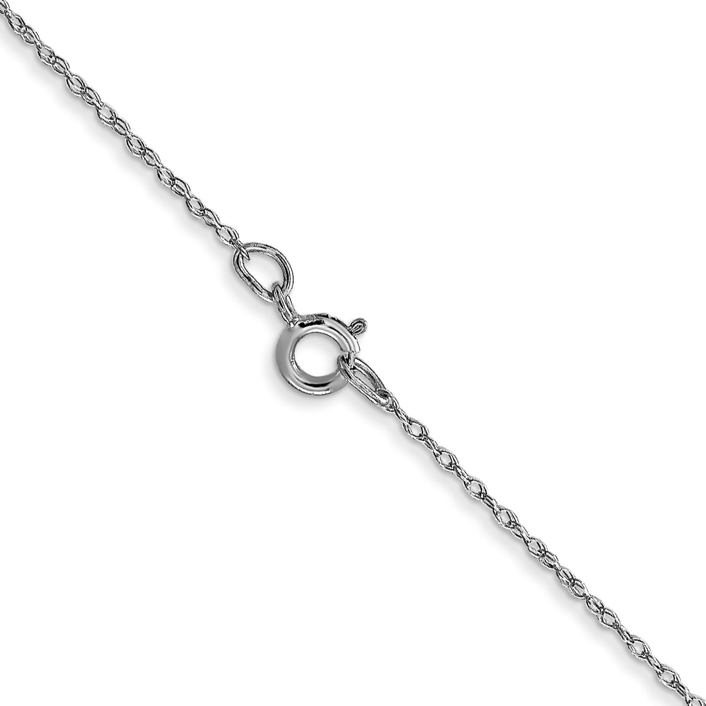 14K White Gold 18 inch Carded .5mm Cable Rope with Spring Ring Clasp Chain