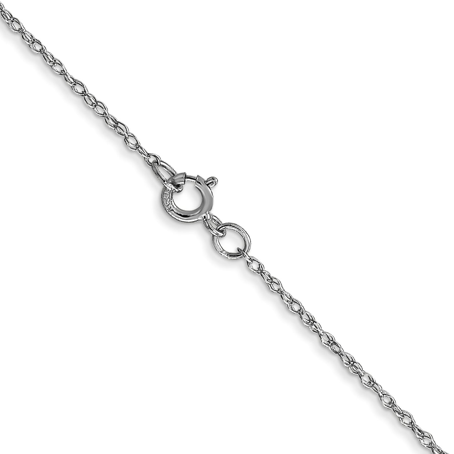 14K White Gold 18 inch Carded .6mm Cable Rope with Spring Ring Clasp Chain