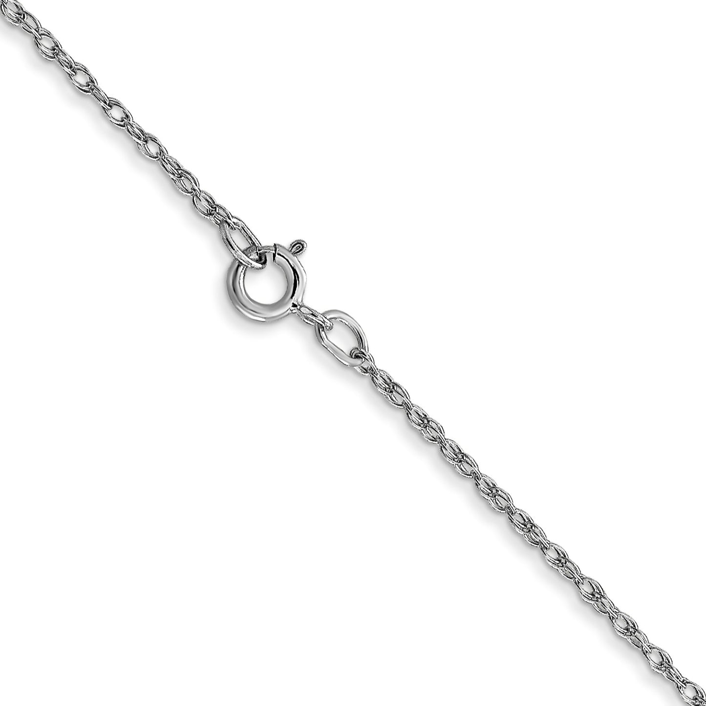 14K White Gold 18 inch Carded .7mm Cable Rope with Spring Ring Clasp Chain