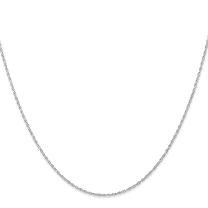 14K White Gold 18 inch Carded .95mm Cable Rope with Spring Ring Clasp Chain