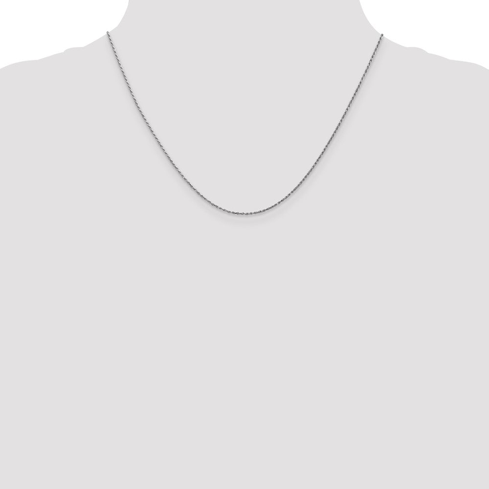 GC 14K White Gold 18 inch Carded .95mm Cable Rope with Spring Ring Clasp Chain