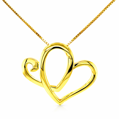 AH 14KT Gold Plated | Sterling Silver Pendant w/18" Chain | 14KT Gold Plated Sterling Silver | Anniversary Heart