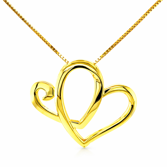 AH 14KT Gold Plated | Sterling Silver Pendant w/18" Chain | 14KT Gold Plated Sterling Silver | Anniversary Heart