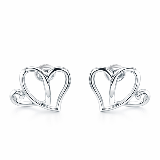AH Platinum Plated, SS Two Hearts Earrings.