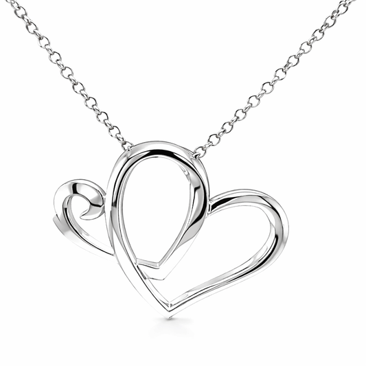 AH Hearts Pendant w/18" Chain; Platinum Plated SS | Anniversary Heart