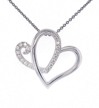 Two Hearts Pendant - Accented | 10KT & 14KT White, Yellow, Rose Gold | Lab Grown or Natural Diamonds | Anniversary Heart