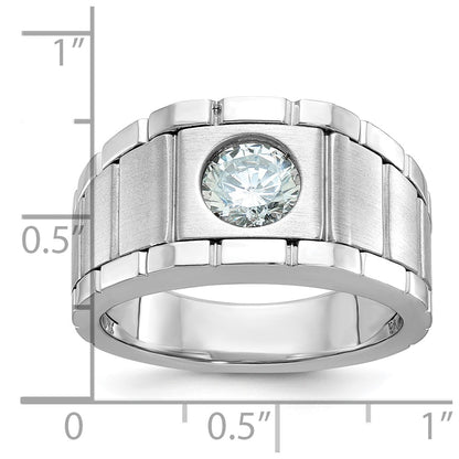 True Origin 14k White Gold Men's Polished and Satin 1 Carat Lab Grown Diamond Ring