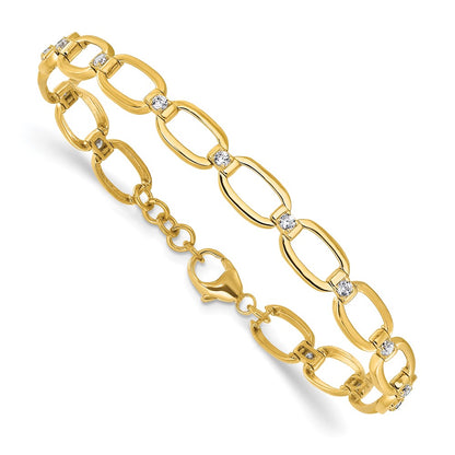 14k 1/2 carat Lab Grown Diamond VS/SI+ G+ Complete Oval Link 6.75 inch with .25 inch extension Bracelet