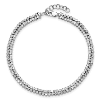 True Origin 14k White Gold 2 7/8 carat Lab Grown Diamond VS DEF Double Row 7 inch Bracelet with a 1 inch extension