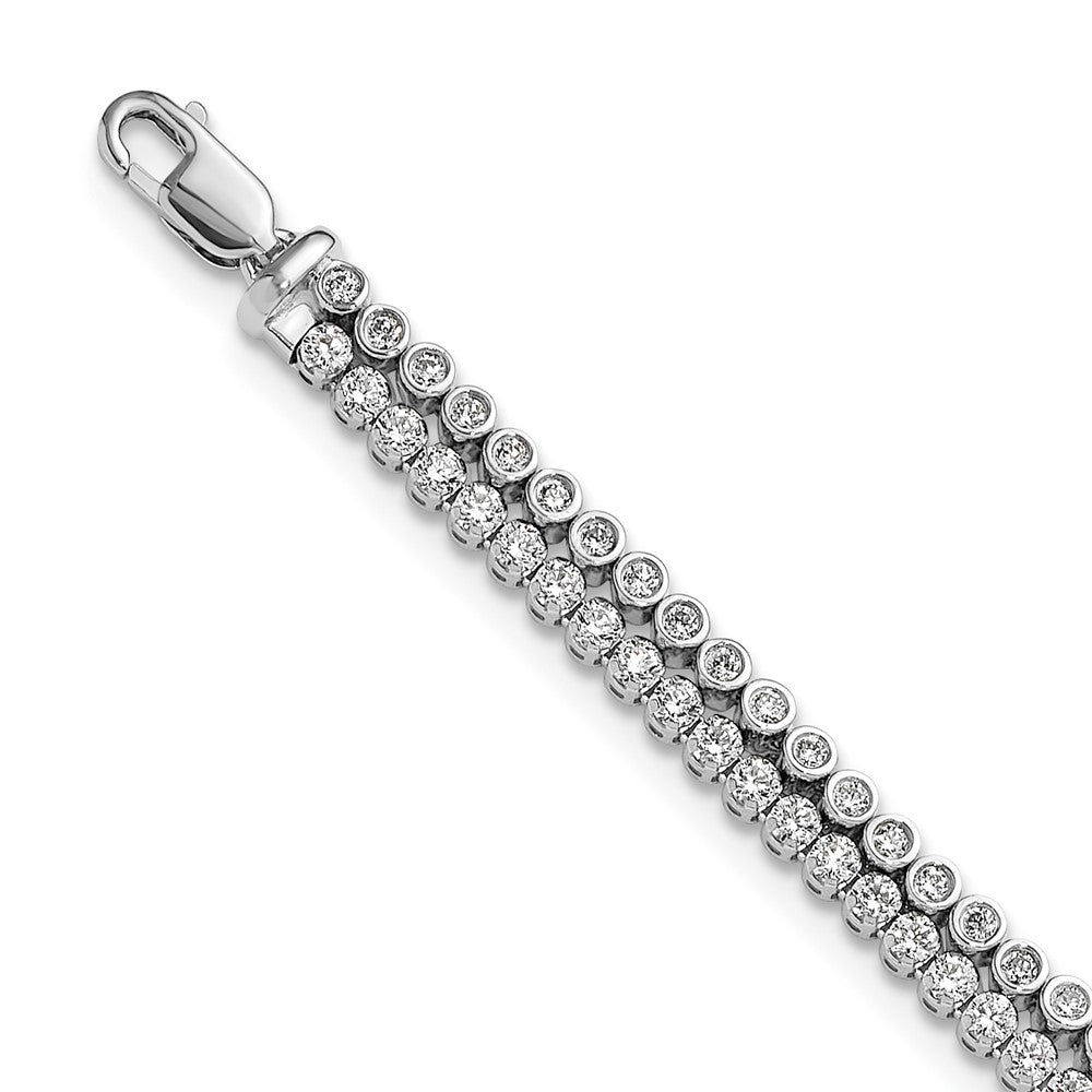 True Origin 14k White Gold 2 7/8 carat Lab Grown Diamond VS DEF Double Row 7 inch Bracelet with a 1 inch extension