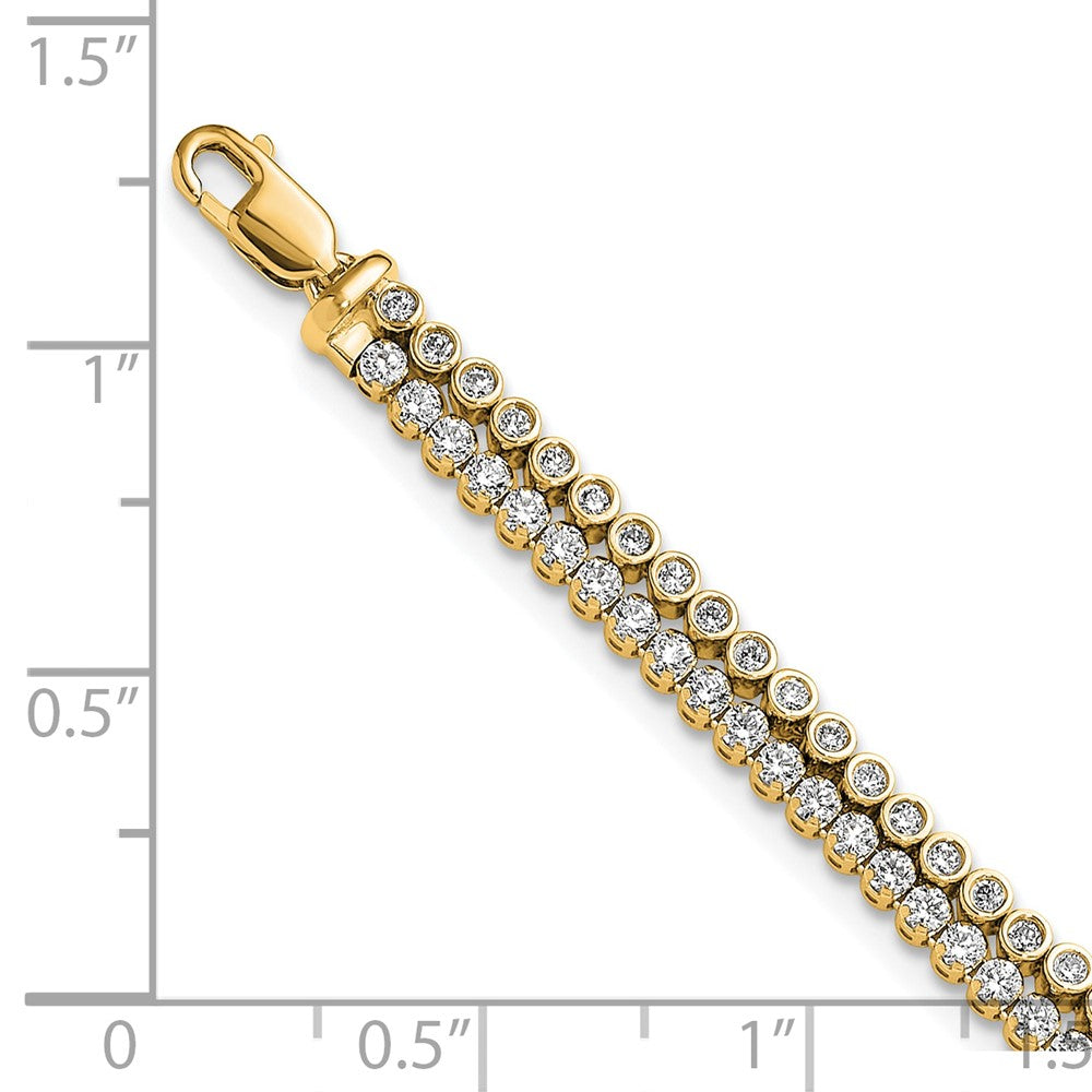 True Origin 14k 2 7/8 carat Lab Grown Diamond VS D E F Double Row 7 inch Bracelet with a 1 inch extension