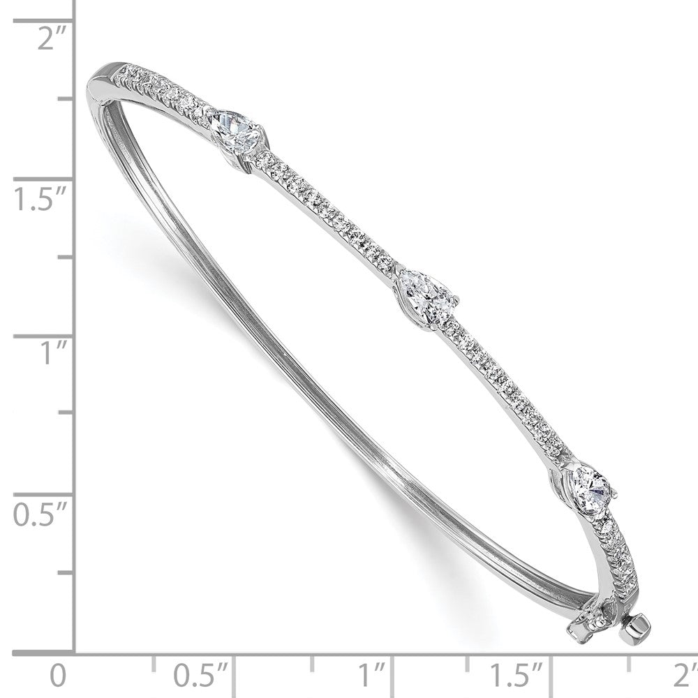 True Origin 14k White Gold 1 3/8 carat Lab Grown Diamond VS D E F Round and Pear 6.75 inch Bangle