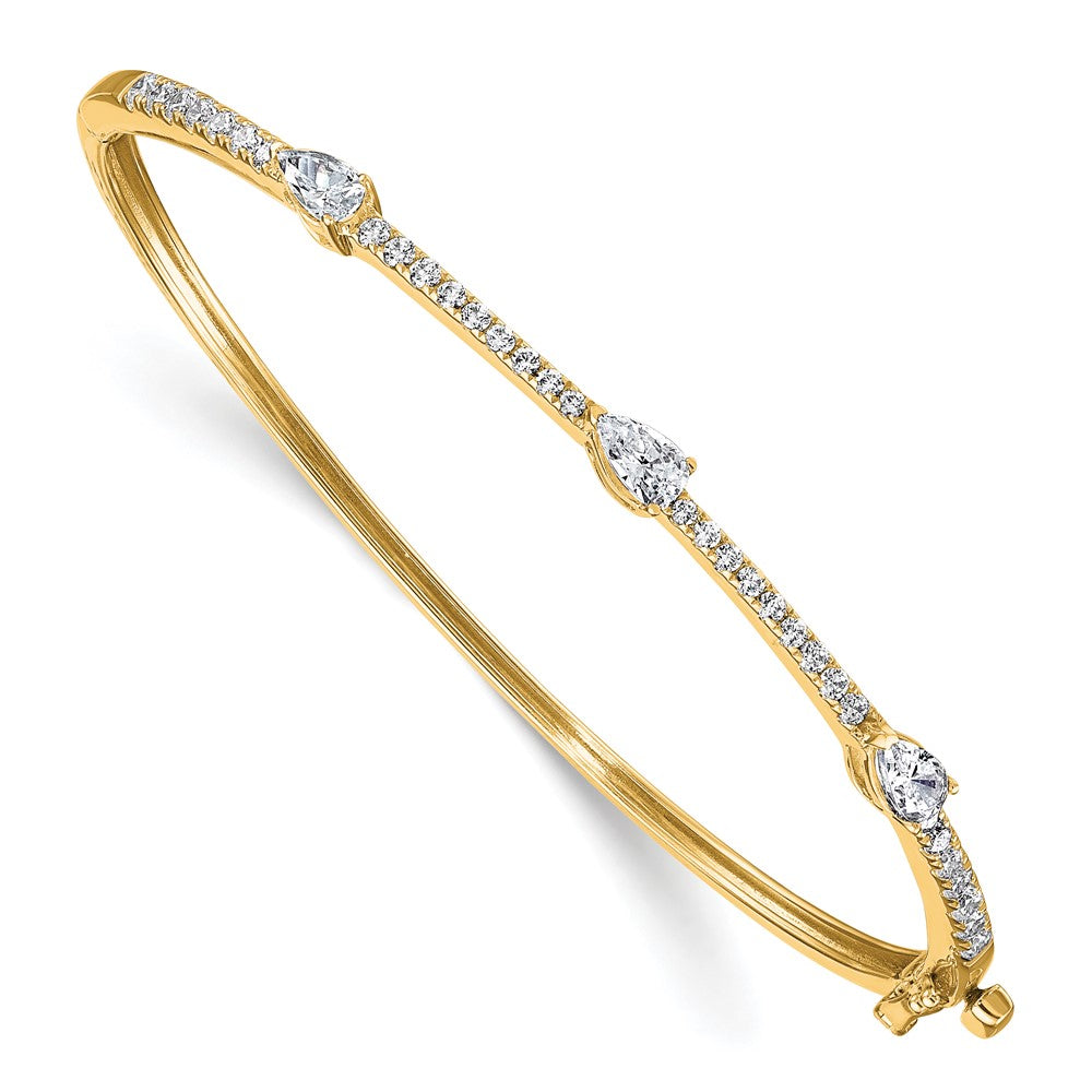 True Origin 14k 1 3/8 carat Lab Grown Diamond VS D E F Round and Pear 6.75 inch Bangle