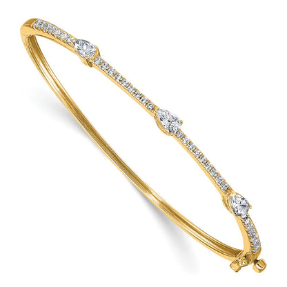 True Origin 14k 1 3/8 carat Lab Grown Diamond VS D E F Round and Pear 6.75 inch Bangle