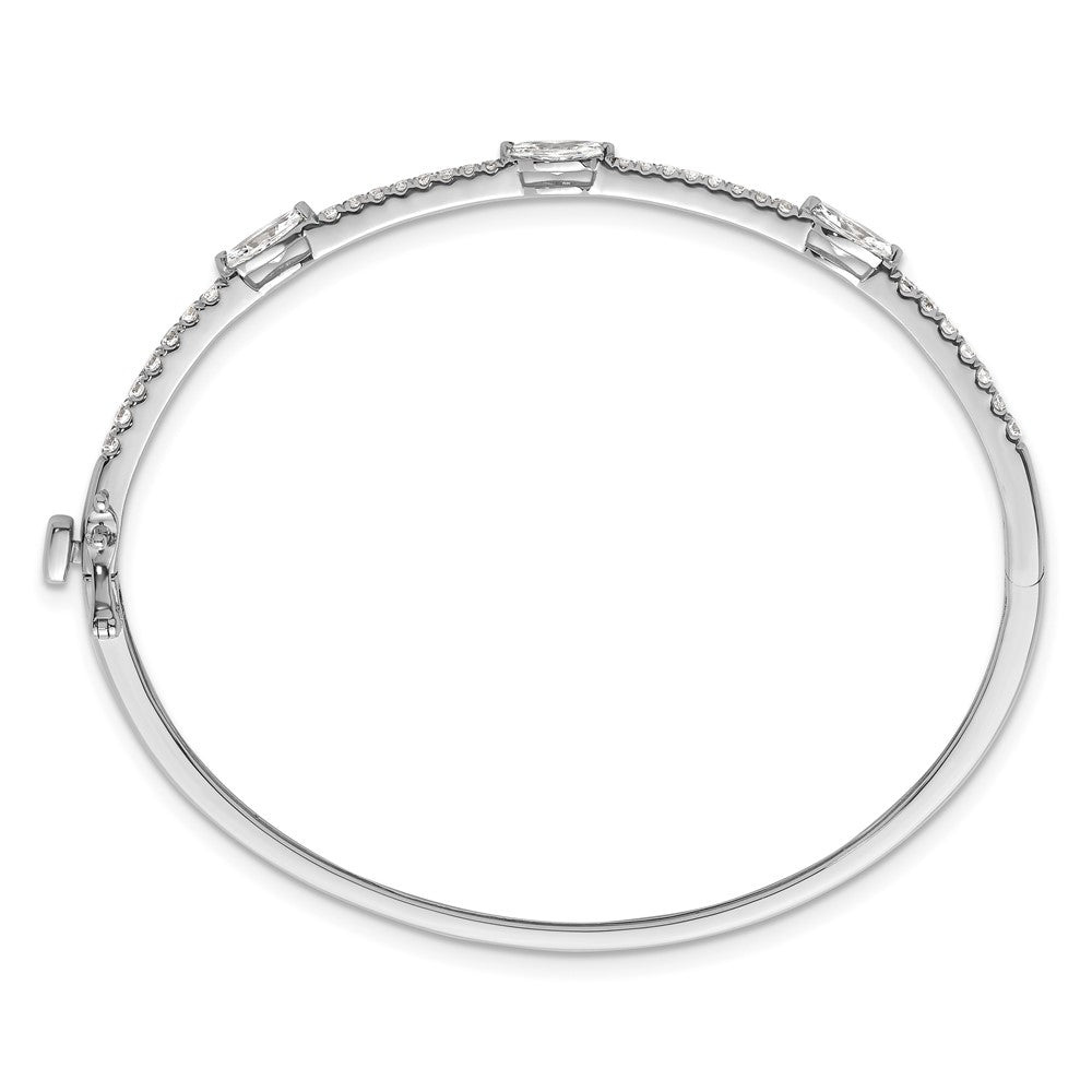 True Origin 14k White Gold 1 5/8 carat Lab Grown Diamond VS D E F Round and Marquise 6.75 inch Bangle