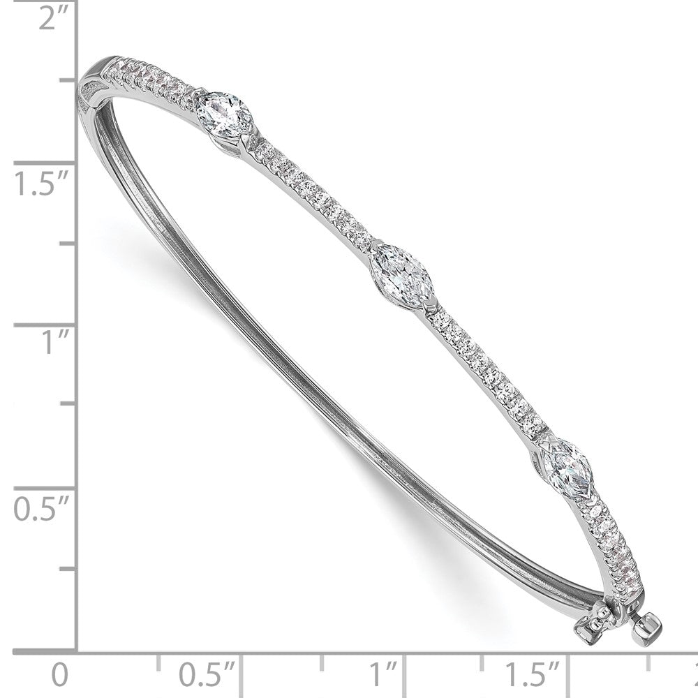 True Origin 14k White Gold 1 5/8 carat Lab Grown Diamond VS D E F Round and Marquise 6.75 inch Bangle